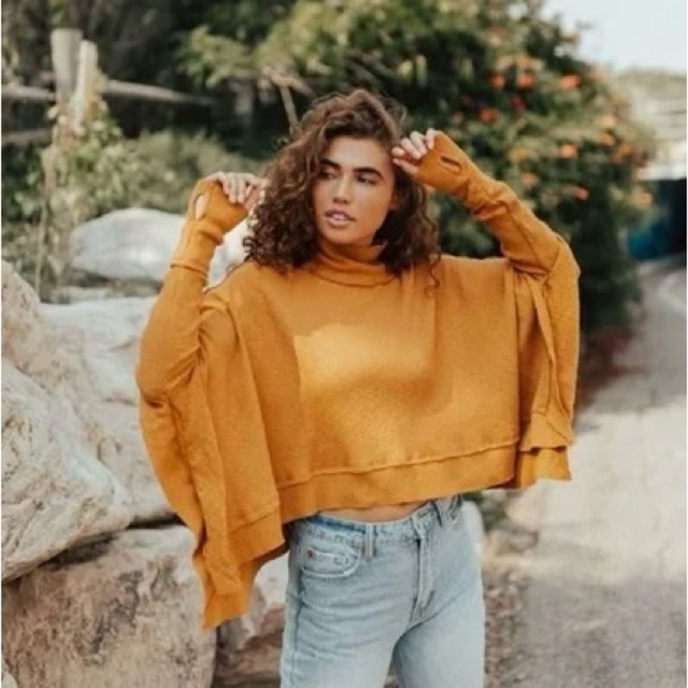 Free People We the Free Orange Turtle Neck Sweater - Picture 3 of 15